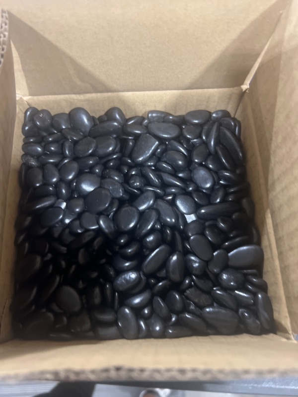 Photo 2 of 5 Pounds River Rocks for Plants,0.4" - 0.6" Black Stones for Garden Landscaping,Aquarium Rocks Black,Landscaping Rocks for Fish Tank,Black Pebbles for Plants, River Rocks for Vases, Garden, Aquarium 5 LBS 1