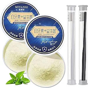 Photo 1 of 2Pcs Miyanxi Tooth Powder, Miyanxi Teeth Powder, Miyanxi Teeth Whitening, Miyanxi Toothpowder Stain, Teeth Whitening Powder, Tooth Whitening Effective Remover Stains from Coffee?with 2 Toothbrushes? 