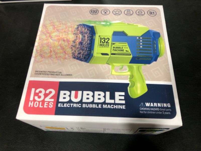 Photo 2 of 132 Holes Rocket Launcher Bubble Gun-LED Light up Bazooka Bubble Machine-Indoor and Outdoor Fun Toys-Suitable for Children's and Adult Wedding Parties, Bubble Toy Green