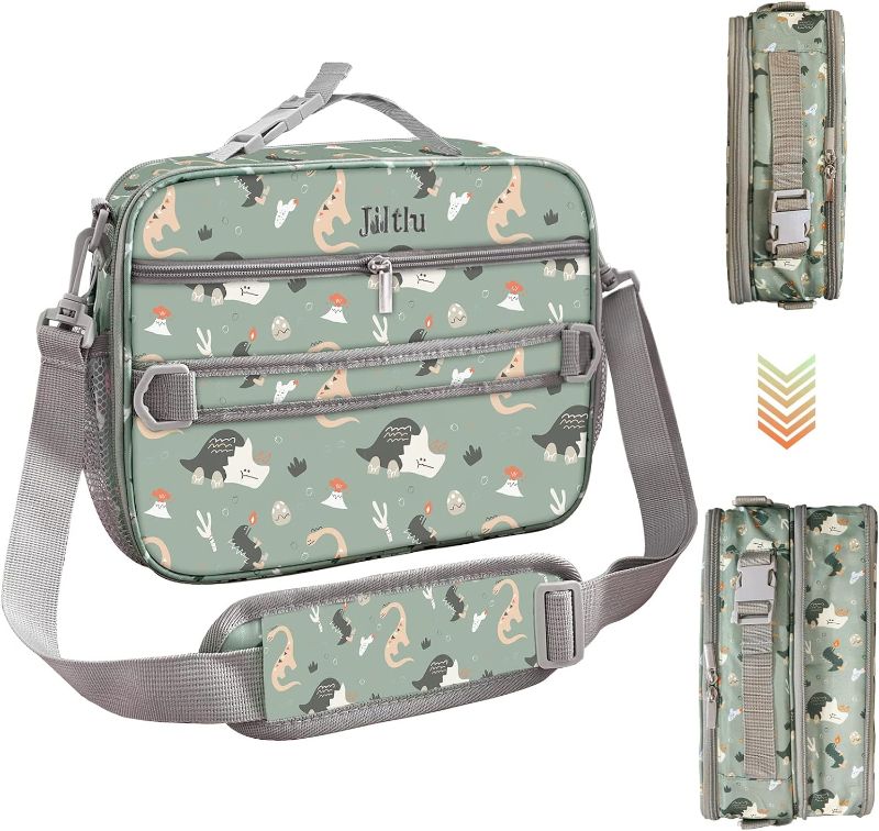 Photo 1 of 
Limited-time deal: Jiltlu Kids Insulated Lunch Bags, Boys Girls Expandable Lunch Box Reusable Leakproof Portable with Removable Shoulder Strap for School Office Picnic-Olive Green-Dino 