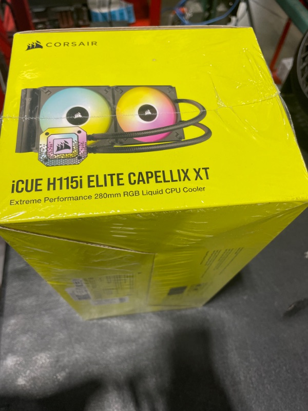 Photo 1 of Corsair iCUE H115i Elite CAPELLIX XT Liquid CPU Cooler - Two AF140 RGB Elite Fans - 280mm Radiator - Intel® LGA 1700, 1200, 115X, 2066, AMD® AM5, AM4 - Included iCUE Commander CORE - Black ELITE CAPELLIX XT 280mm Radiator Black - FACTORY SEALED 