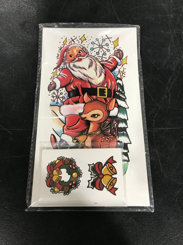Photo 1 of Christmas Temporary Tattoos?38 Sheets Funny Christmas Tattoos For Men Women Kids, Large Snowman Santa Claus Christmas TreeColorful Christmas Decoration Waterproof Fake Temp Tattoo Stickers