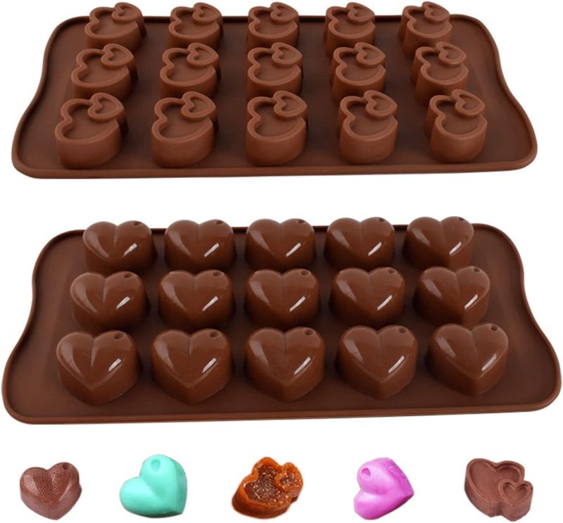 Photo 1 of 2 Packs Heart Shaped Silicone Molds, Silicone Molds for Chocolate, Gummy Molds for Edibles Baking, Molds for Making Jelly, Candy, Mini Soap, Cupcake, Pudding, Muffin, Chocolates and Cake
