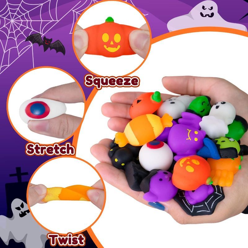 Photo 1 of 45 PCS Halloween Mochi Squishy Toys Stress Relief Squishies for Kids Boys Girls Toddlers Gifts Halloween Party Favors Halloween 45pcs