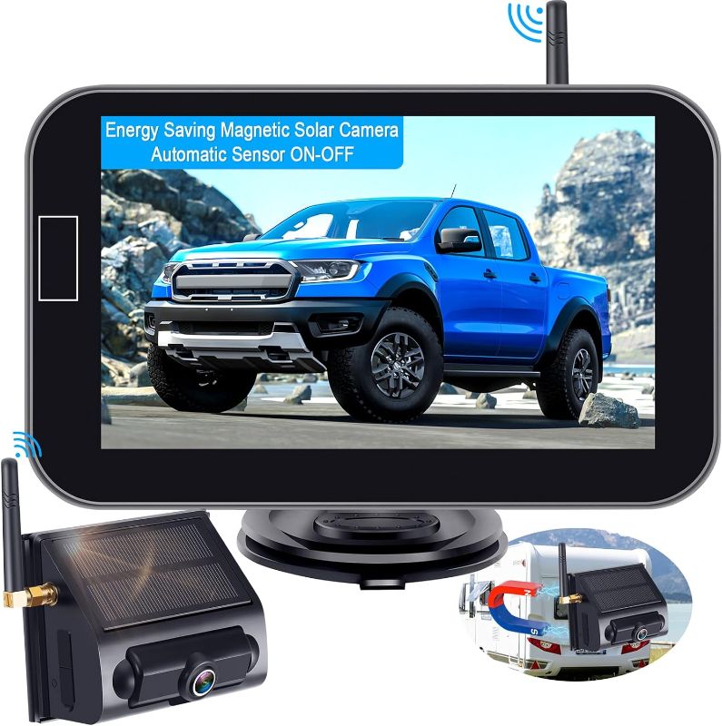 Photo 1 of Magnetic Backup Camera Wireless Solar: Energy Saving Rechargeable Trailer Hitch Camera Easy Install No Wiring-Drilling Automatic Sensor on/off HD 1080P 5" Monitor for Truck Car SUV RV LeeKooLuu LK14 