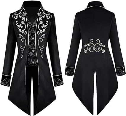 Photo 1 of Bigary Men's Steampunk Tailcoat Jacket Gothic Victorian Vintage Frock Coat Uniform Medieval Halloween Costume 2XL
