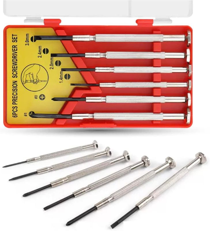 Photo 1 of 6PCS Mini Screwdriver Set, Mini Eyeglass Screwdriver Repair Kit, S2 Steel Magnetic Tiny Precision Screwdriver Kit for Watch, Eyeglass, Sunglasses 