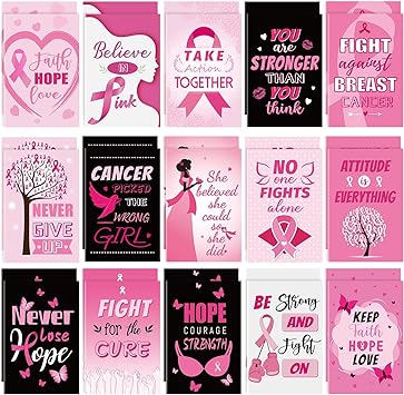 Photo 1 of Chuangdi 30 Pieces Breast Cancer Awareness Notepads Pink Ribbon Mini Notebook Inspirational Small Pocket Journal Notepads Hope Strength Faith Courage Journal for Women Public Events Charity Event 