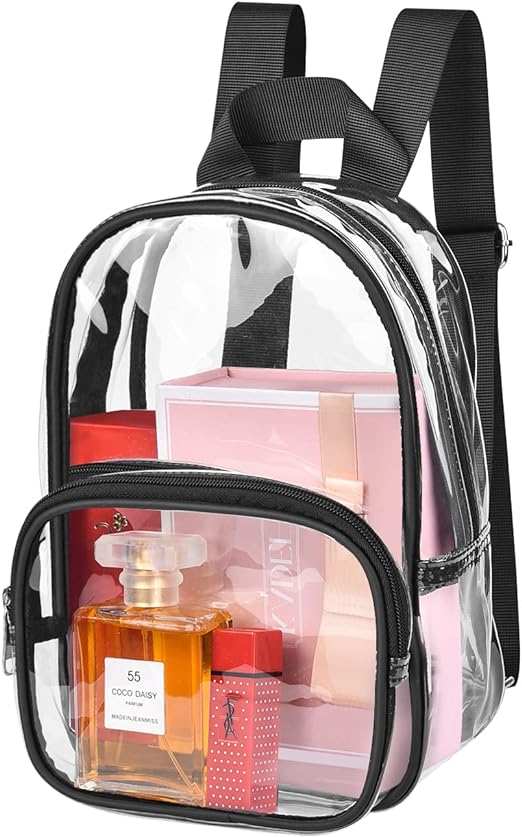 Photo 1 of Clear Mini Backpack Fashion Cute Clear Backpack Stadium Approved for Work Concert Security Travel Sports Black
