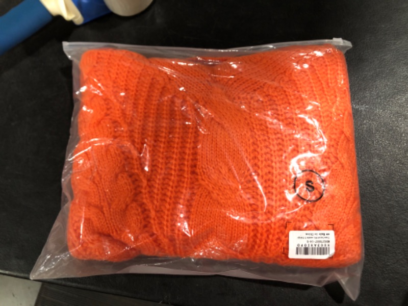 Photo 2 of Chase Secret Womens Turtle Cowl Neck Solid Color Soft Comfy Cable Knit Pullover Sweaters S-2XL Small A Orange