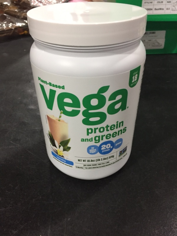 Photo 2 of Vega Protein and Greens Protein Powder, Vanilla - 20g Plant Based Protein Plus Veggies, Vegan, Non GMO, Pea Protein for Women and Men, 1.2 lbs (Packaging May Vary)
BB MARCH 2025