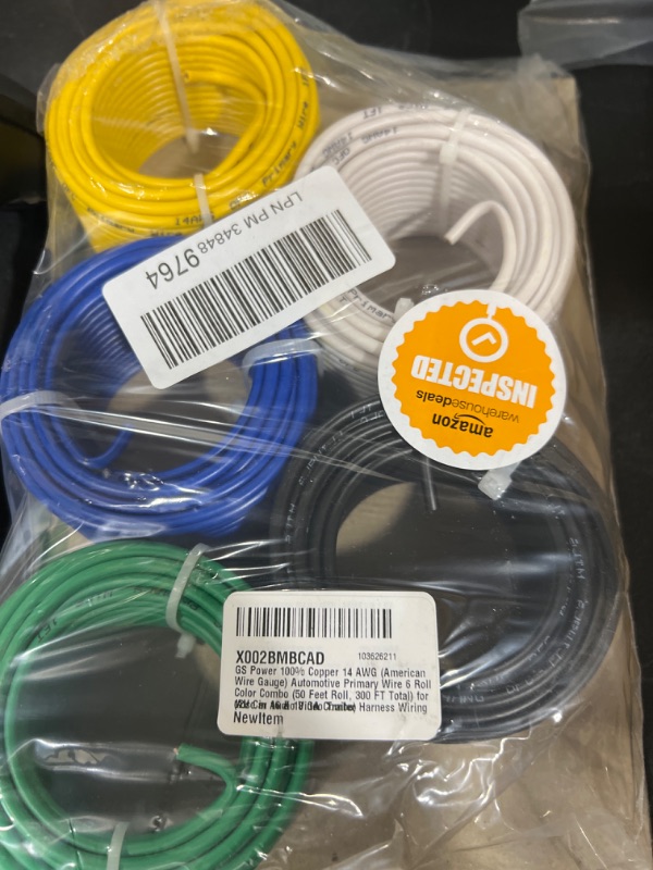 Photo 2 of GS Power 100% Copper 14 AWG (American Wire Gauge) Automotive Primary Wire 6 Roll Color Combo (50 Feet Roll, 300 FT Total) for 12V Car Audio Video Trailer Harness Wiring (Also in 16 & 18 GA Combo) 6 pack - 50 ft 14 Gauge