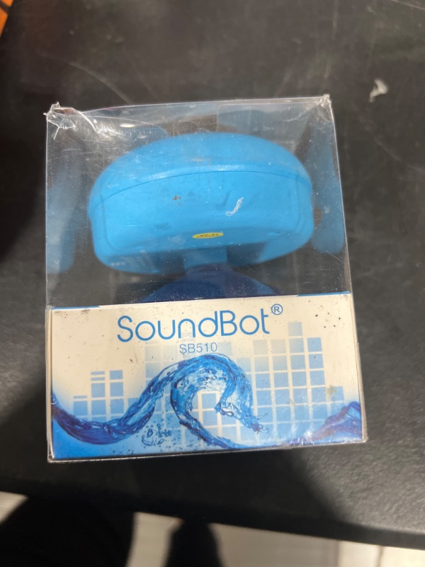 Photo 2 of Soundbot SB510 HD Bluetooth Shower Speaker Water Resistant Handsfree Portable Speakerphone with Built-in Mic, 6hrs of Playtime, Control Buttons and Dedicated Suction Cup for Bathroom Pool Blue