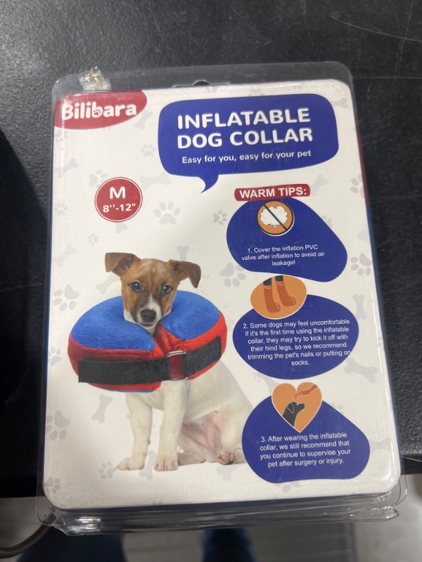 Photo 2 of Bilibara Dog Cone Alternative After Surgery, Inflatable Recovery Collar for Dogs & Cats, Adjustable Dog E Collars, Cone for Dogs After Surgery to Stop Licking, Soft Dog Cones for Medium Dogs, Blue M(Neck:8"-12") Blue