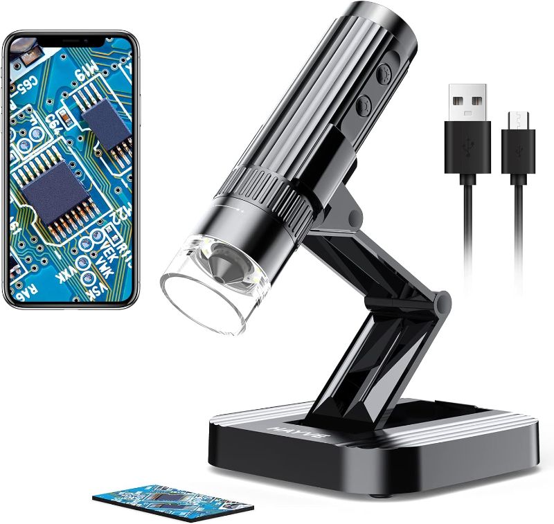 Photo 1 of Hayve W1 Foldable Wireless Digital Microscope?Portable 10X-1200X HD Pocket Microscope, WiFi & USB Handheld Coin Microscope for iPhone iPad Android Phone & Computer