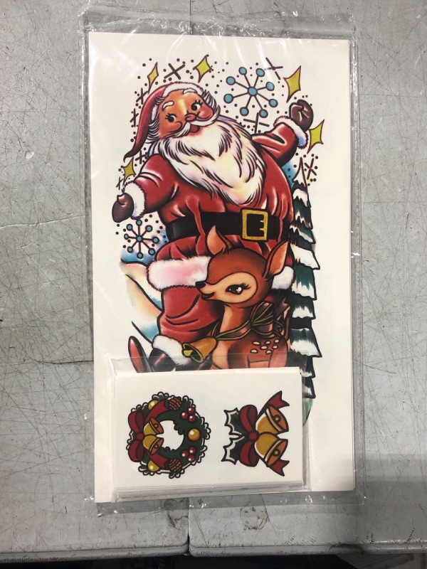 Photo 2 of Christmas Temporary Tattoos?38 Sheets Funny Christmas Tattoos For Men Women Kids, Large Snowman Santa Claus Christmas Tree Colorful Christmas Decoration Waterproof Fake Temp Tattoo Stickers