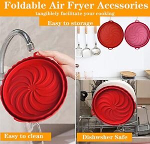 Photo 1 of 3 Pack Bundle of Air Fryer Silicone Liners 2 PCS Reusable 8 inch Round Silicon Liner Pot ,Food Safe Silicone Air Fryer Liners, for 3Qt to 5 Qt Dishwasher Safe, Foldable, Basket Heat Resistant Easy Cleaning