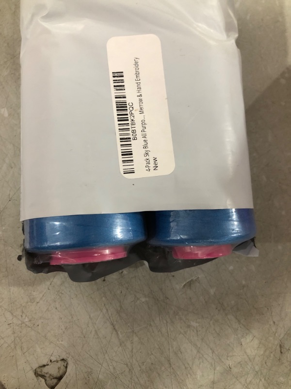 Photo 1 of 4-Pack Black All Purpose Sewing Thread Cones (6000 Yards Each) of High Tensile Polyester Thread Spools for Sewing, Quilting, Serger Machines, Overlock, Merrow & Hand Embroidery LIGHT BLUE