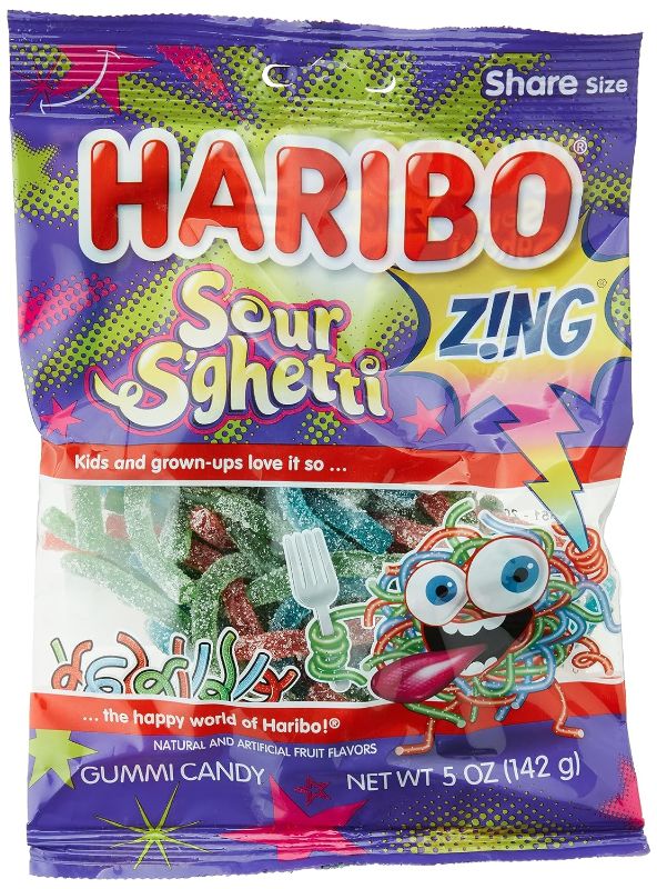 Photo 1 of 12 PACK HARIBO Gummi Candy, Z!NG Sour S’ghetti, 5 oz. Bag 