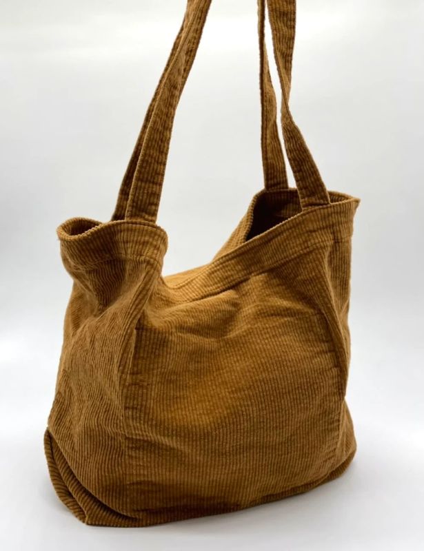 Photo 1 of Corduroy Tote Bag for Women and Men with Zipper and Inner Pockets. Tote Bag with Zipper, Cute Tote Bag Aesthetic