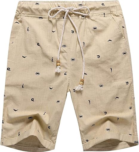 Photo 1 of Boisouey Men's Linen Casual Classic Fit Short Summer Beach Shorts small
