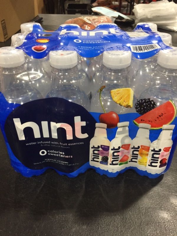 Photo 2 of Hint Water Best Sellers Pack (Pack of 12), 16 Ounce Bottles, 3 Bottles Each of: Watermelon, Blackberry, Cherry, and Pineapple, Zero Calories, Zero Sugar and Zero Sweeteners 4-Flavor Best Sellers Pack
BEST BY 11-13-2024