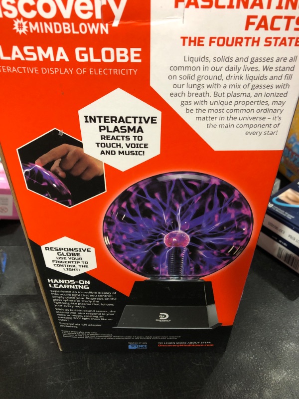 Photo 2 of Discovery Kids 6" Plasma Globe Lamp with Interactive Electronic Touch and Sound Sensitive Lightning and Tesla Coil, Includes AC Adapter, Glass STEM Lava Lamp-Style Light for Desk, Kids Room, and More Modern