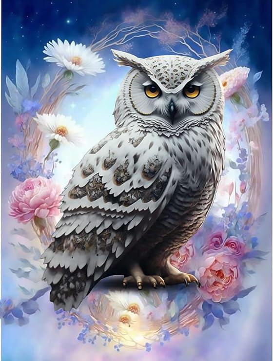 Photo 1 of Animals Diamond Painting Kits, Owl 5D Diamond Painting Kits for Adults Kids, Diamond Painting Full Drill Diamond Art Kits, Diamond Art for Adults Arts Crafts for Beginners Kids Home Wall Decor 12"x16"