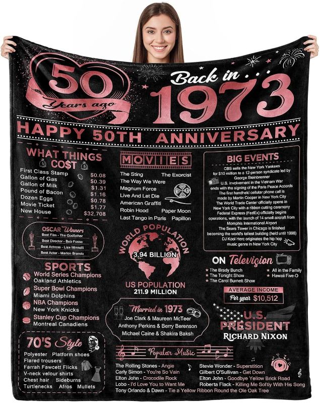 Photo 1 of 
Yomaisky 50th Anniversary Blanket Gifts Gift for 50th Wedding Anniversary Golden 50 Years of Marriage Gifts for Mom Dad Grandma Grandpa 50th
