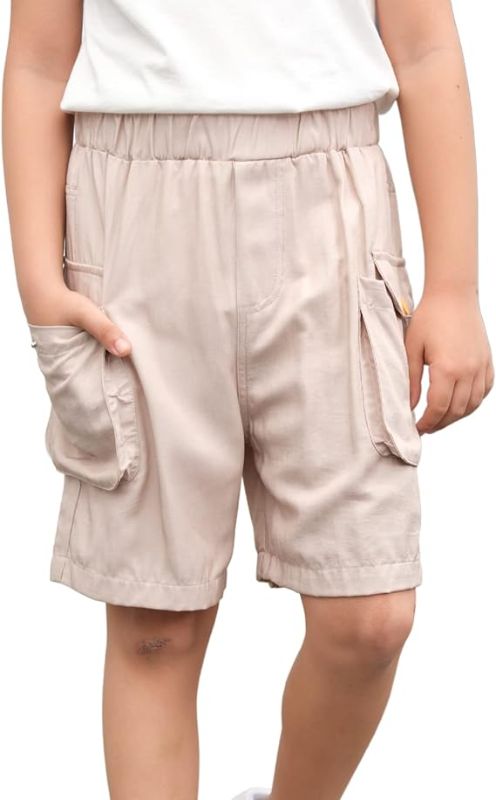 Photo 1 of 7-8YRS Boy's Cargo Shorts Pull On Elastic Waist Casual Basic Skate Shorts with Pockets