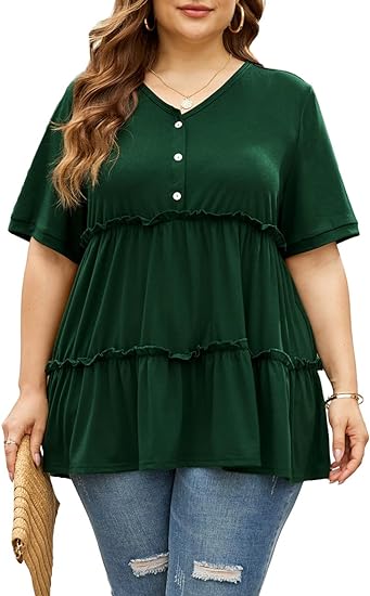 Photo 1 of 3XL Lcucyes Women’s Plus Size Tunic V Neck Short Sleeve