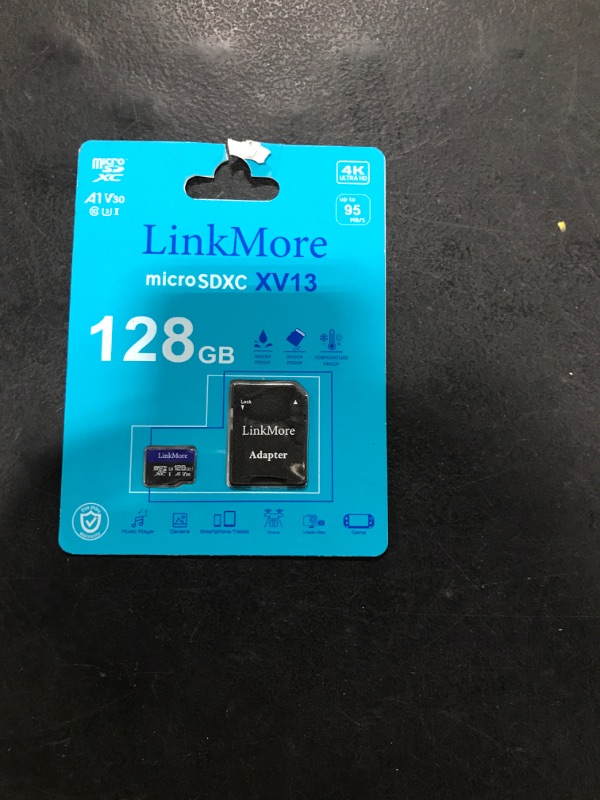 Photo 2 of LinkMore 128GB Micro SDXC Card, A1, UHS-I, U3, V30, Class 10 Compatible, Read Speed Up to 95 MB/s,Write Speed Up to 50 MB/s, SD Adapter Included 128GB A1 V30