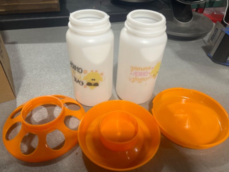 Photo 1 of ?Tgeyd Chick Feeder and Waterer Kit - Chicken Coop Accessories for Baby Chicks - 1 L Automatic Chicken Feeder and Waterer Set | Duck Feeder | Quail Feeder - Chick Brooder Starter Kit
