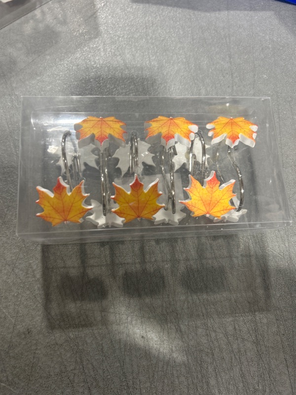 Photo 1 of 12PCS Maple Leaf Decorative Shower Curtain Hooks Rings for Fall Autumn Shower Curtains Bathroom Decor Accessories, Metal Rustproof Thanksgiving Cute Country Rustic Fall Shower Curtain Rings Yellow 12