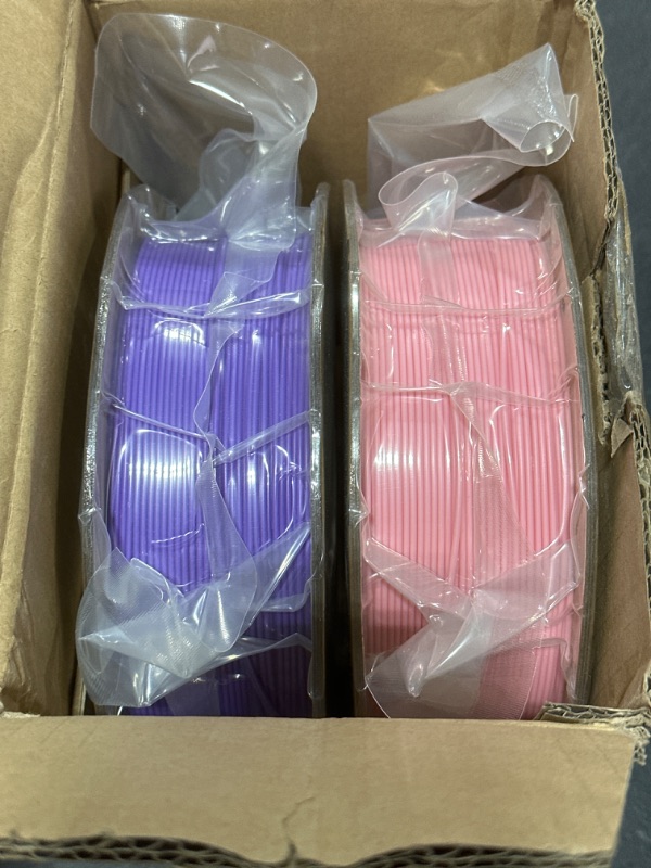 Photo 2 of ELEGOO PLA Filament 1.75mm Pink & Purple 2KG, 3D Printer Filament Dimensional Accuracy +/- 0.02mm, 2 Pack 1kg Cardboard Spool(2.2lbs) 3D Printing Filament Fits for Most FDM 3D Printers 2*1kg Pink & Purple