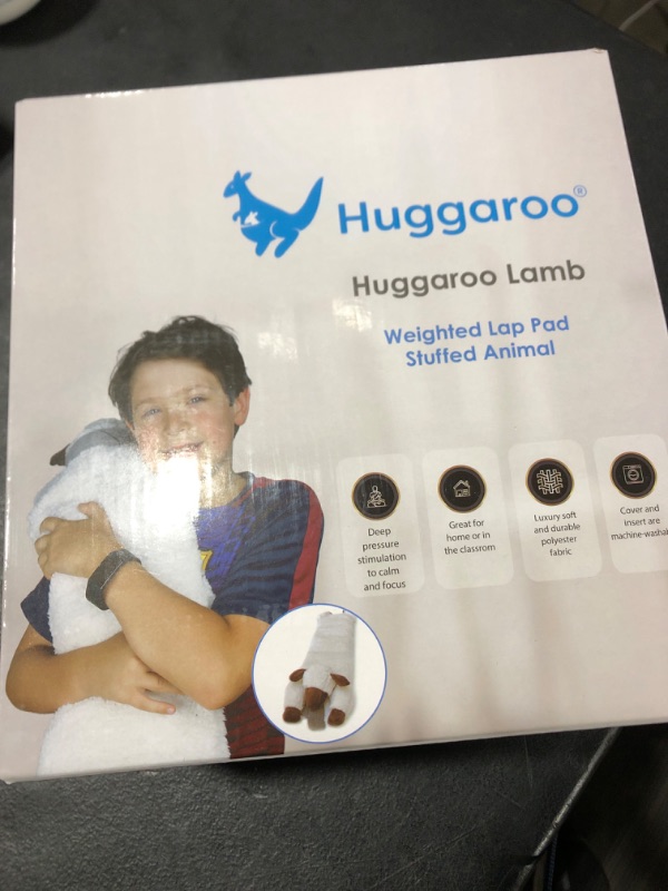 Photo 2 of Huggaroo Weighted Lap Pad Lamb- Sensory Stuffed Animals - 3.6 lb Large 29 x 8 in for Anxiety and Autism Comfort – Stocking Stuffer