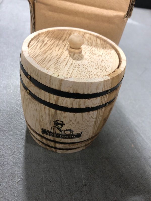 Photo 2 of Yakimoto wooden barrel with Lid Food Storage Container Tea Canister Kitchen Storage Caddy for Tea Bag/Loose Tea/Flour/Coffee/Bean/Food Preserve