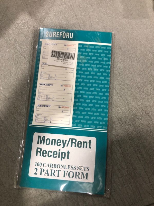 Photo 1 of Receipt Book with Carbon Copies, Rent Receipt Book for Small Business, 2-Part Carbonless, 100 Sets per Book, 4 Receipts per Page
