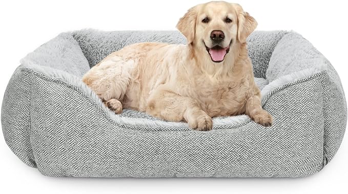 Photo 1 of FURTIME Extra Large Dog Beds for Extra Large Dogs, Washable Dog Bed Orthopedic Rectangle Puppy Pet Bed, Durable Calming Dog Sofa Bed Soft Sleeping with Anti-Slip Bottom XL (35"x 25" x 9") X-L (35"x 25" x 9") for up to 60lbs Rectangle Grey