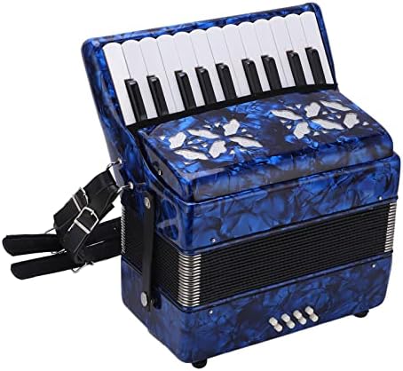 Photo 1 of Accordion, 22 Keys 8 Bass Exquisite Celluloid Piano Accordion with Adjustable Straps, International Standard Professional Tuning Musical Instrument for Beginners Adults Stage Performance(Navy blue)