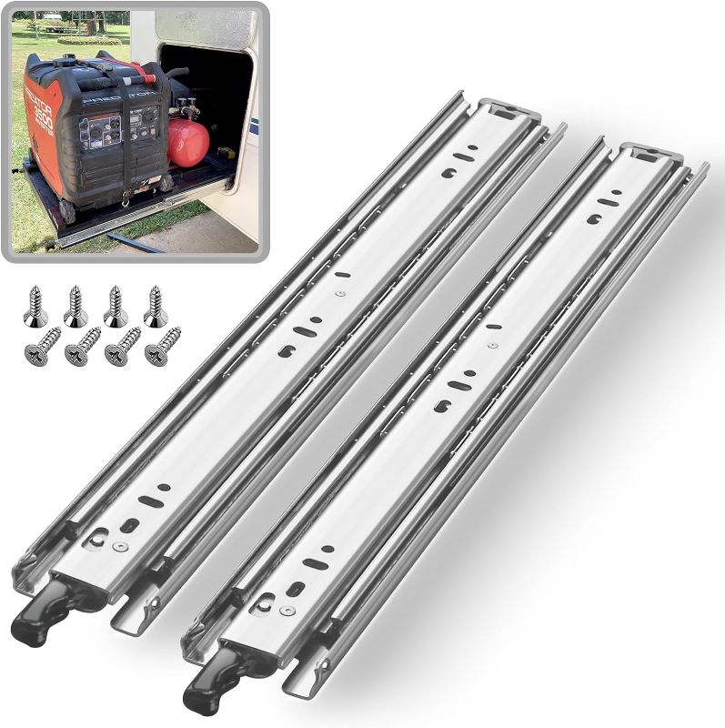 Photo 1 of 1 Pair Heavy Duty Drawer Slides with Lock 12 14 16 18 20 22 24 26 28 30 32 34 36 38 40 Inch 150 lb Load Capacity Side Mount Full Extension Ball Bearing Rail Runner