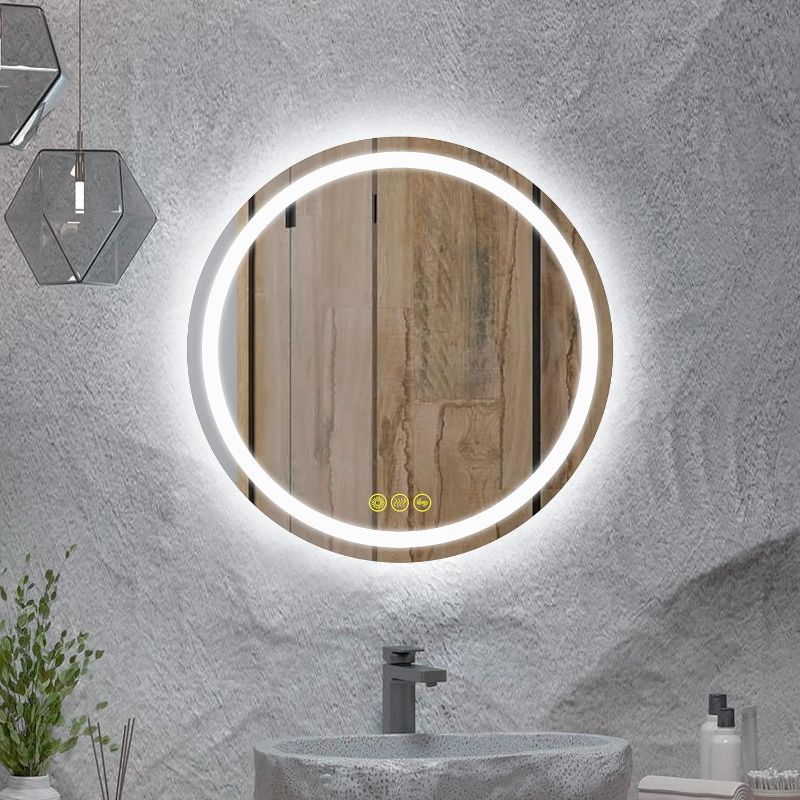Photo 1 of 28 inch Bathroom Mirror with Lights LED Vanity Mirror Wall Mounted Anti-Fog Lighted Bathroom Mirror Smart Bathroom Mirror