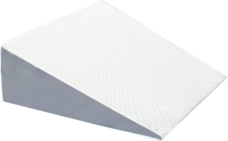 Photo 1 of 11" Memory Foam Bed Wedge with Cover, Comfortable Supportive Pillows Improve Blood Circulation, Anti Snoring Wedges Provide Support for Reading, Reduces Heartburn, Acid Reflux, White