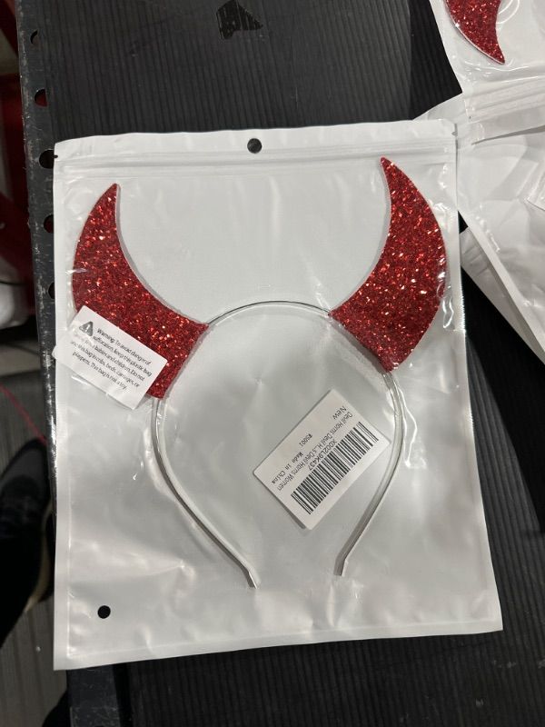 Photo 1 of Devil Horns Headband Red Devil Horns Halloween Headband Glitter Devil Ears Fancy Cosplay Headband Costume Accessories