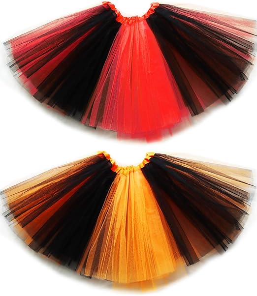 Photo 1 of AEXONT Girls 3-Layers Tutu Skirt Princess Ballet Short Tutu Dress Kids Halloween Christmas Orange/Red/Purple/Green Tutu Skirt
