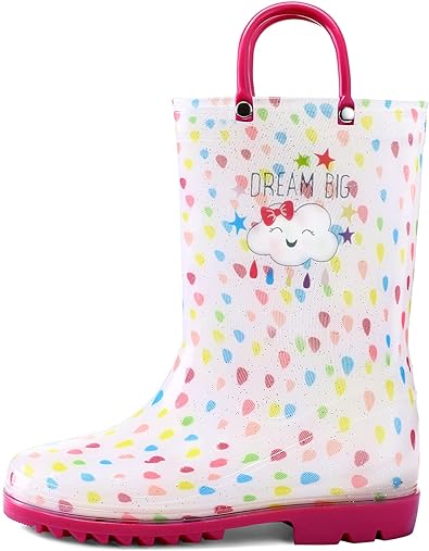 Photo 1 of 8T SHOFORT Kids Boys Girls Rain Boots with Easy-on Handles Rainboots (Toddler/Little Kid/Big Kid)