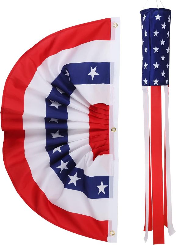 Photo 1 of  American Pleated Fan Flag, 2pcs
