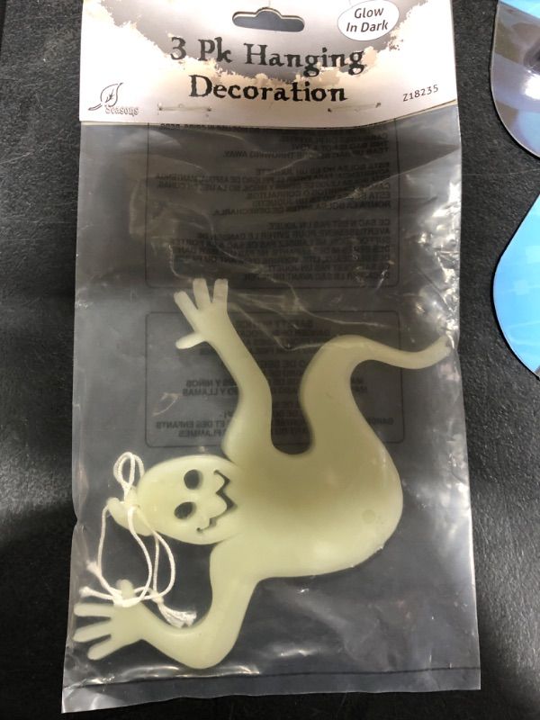 Photo 1 of 3 pack of glow in the dark hanging ghost decorations
