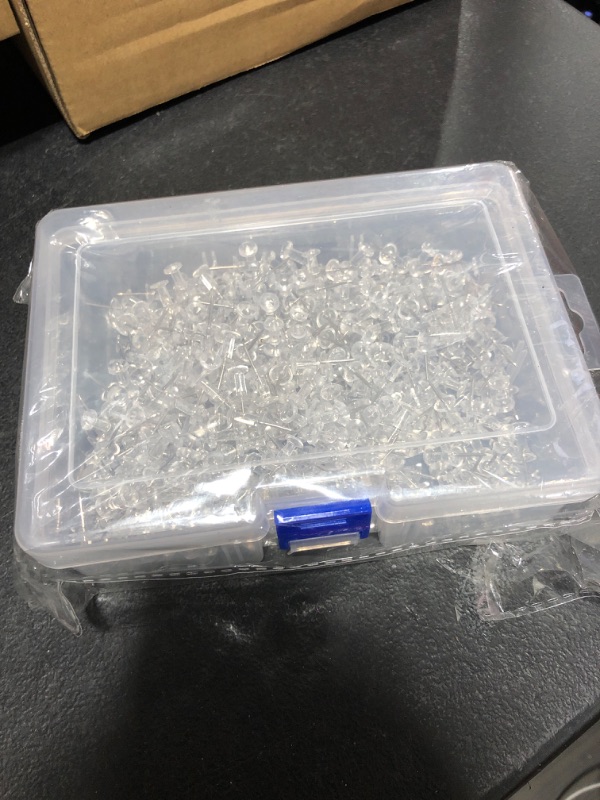 Photo 1 of 500 pcs large clear push pins with storage box