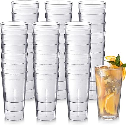 Photo 1 of 36 Pack 20 oz Clear Plastic Cup Reusable Beverage Tumblers Stackable Restaurant Drinking Plastic Glasses Unbreakable Water Cups for Kitchen Cafe Home Party Supplies Office
